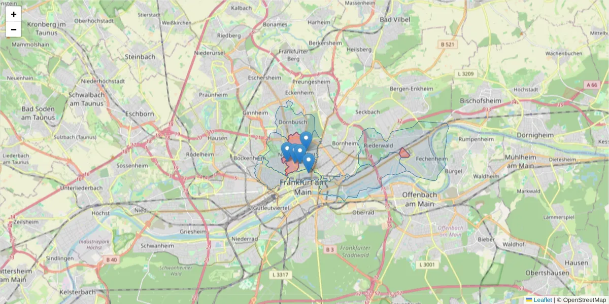 Karte des Postleitzahlen Bereichs  und der umliegenden Postleitzahlen in Deutschland