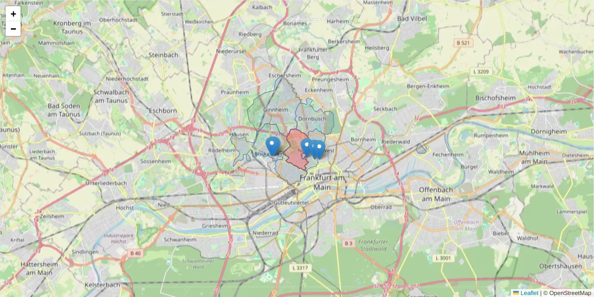 Karte des Postleitzahlen Bereichs  und der umliegenden Postleitzahlen in Deutschland