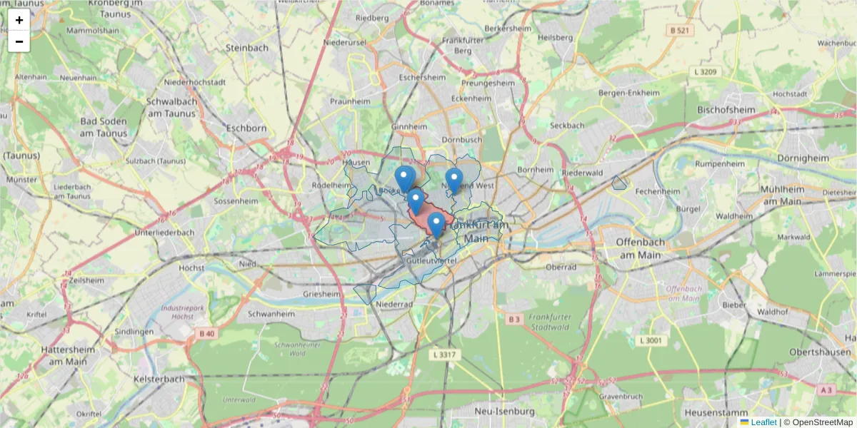 Karte des Postleitzahlen Bereichs  und der umliegenden Postleitzahlen in Deutschland