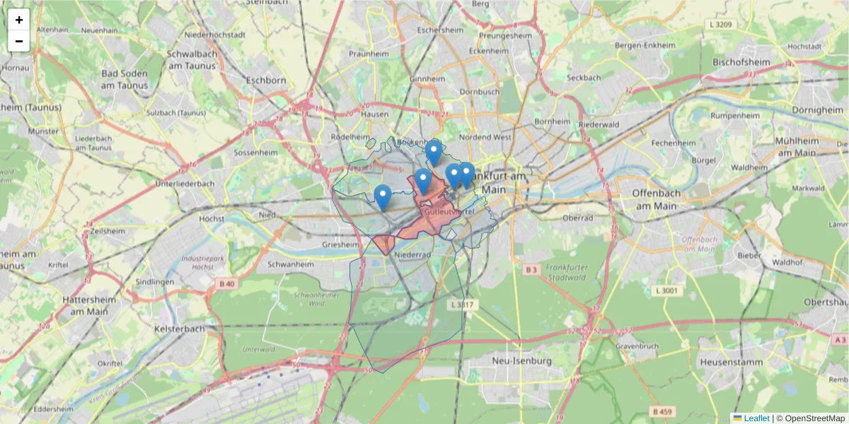 Karte des Postleitzahlen Bereichs  und der umliegenden Postleitzahlen in Deutschland