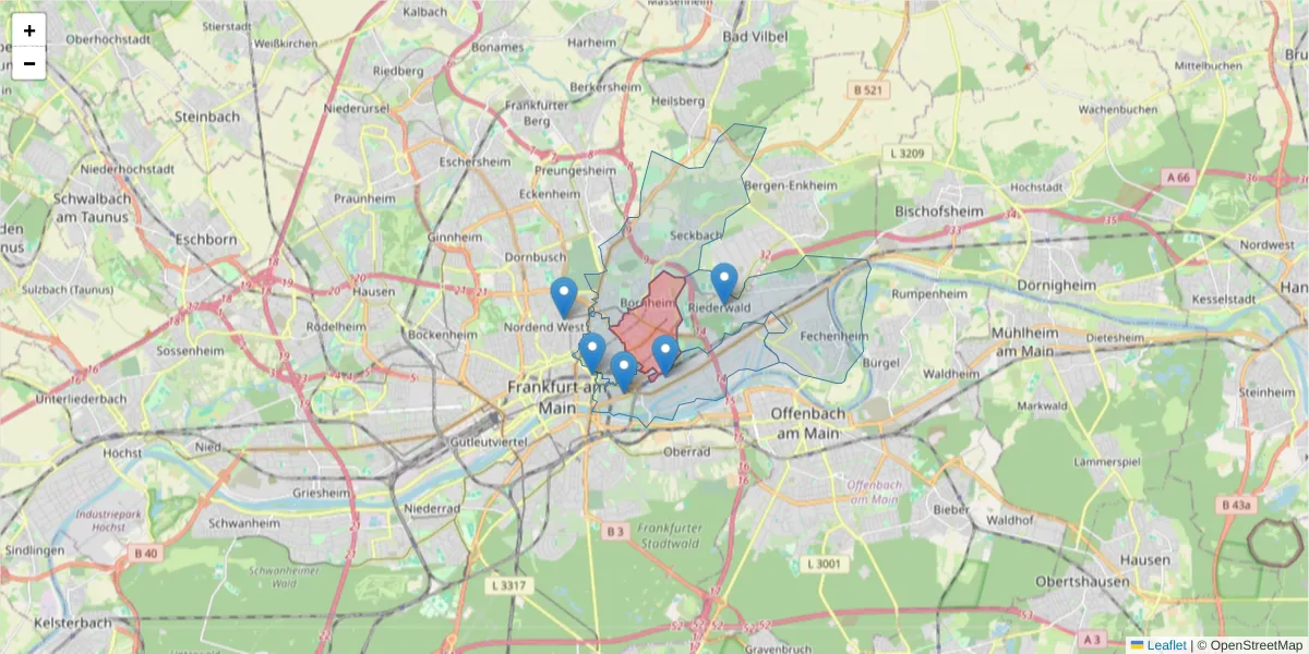 Karte des Postleitzahlen Bereichs  und der umliegenden Postleitzahlen in Deutschland