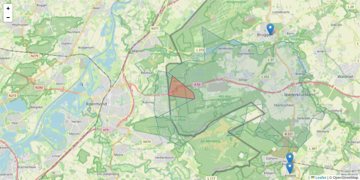 Karte des Postleitzahlen Bereichs  und der umliegenden Postleitzahlen in Deutschland