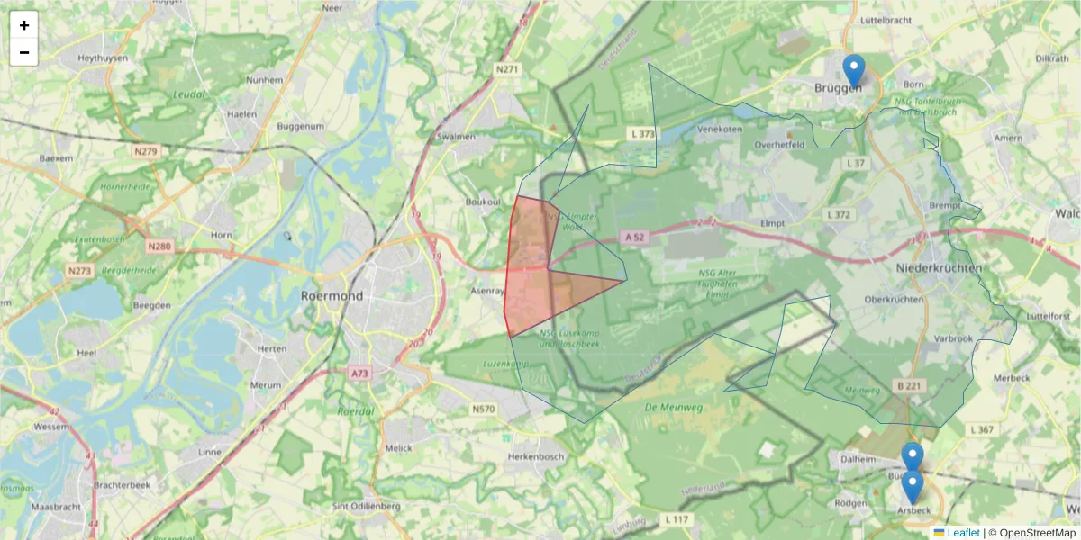 Karte des Postleitzahlen Bereichs  und der umliegenden Postleitzahlen in Deutschland