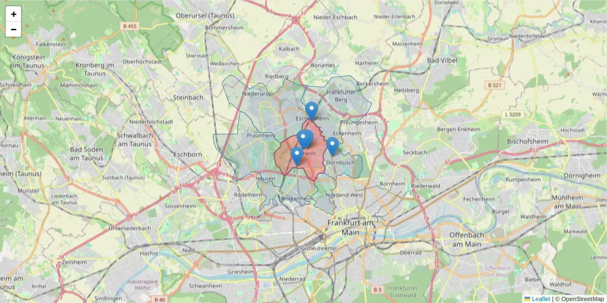 Karte des Postleitzahlen Bereichs  und der umliegenden Postleitzahlen in Deutschland