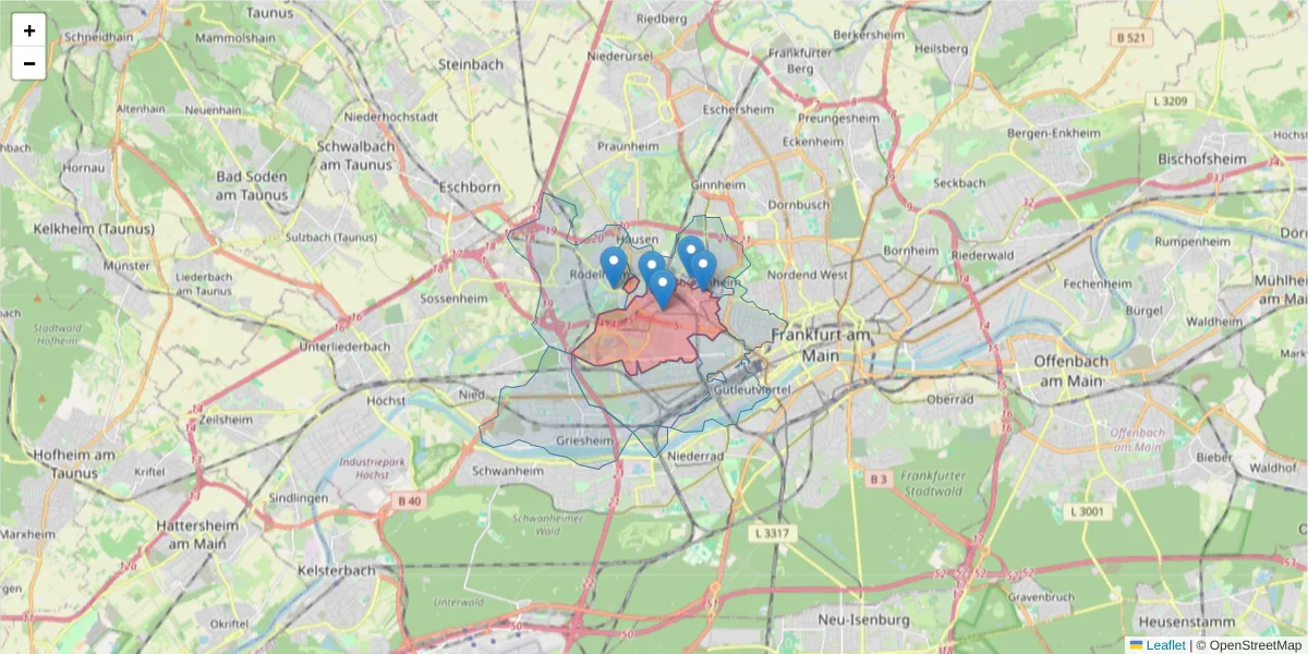 Karte des Postleitzahlen Bereichs  und der umliegenden Postleitzahlen in Deutschland