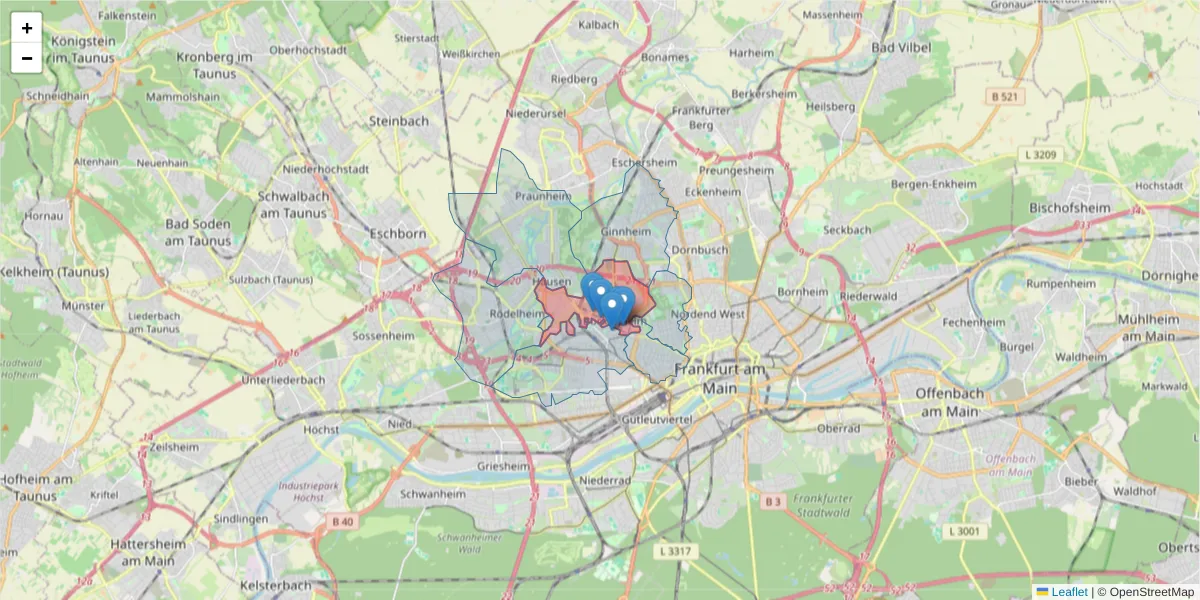 Karte des Postleitzahlen Bereichs  und der umliegenden Postleitzahlen in Deutschland