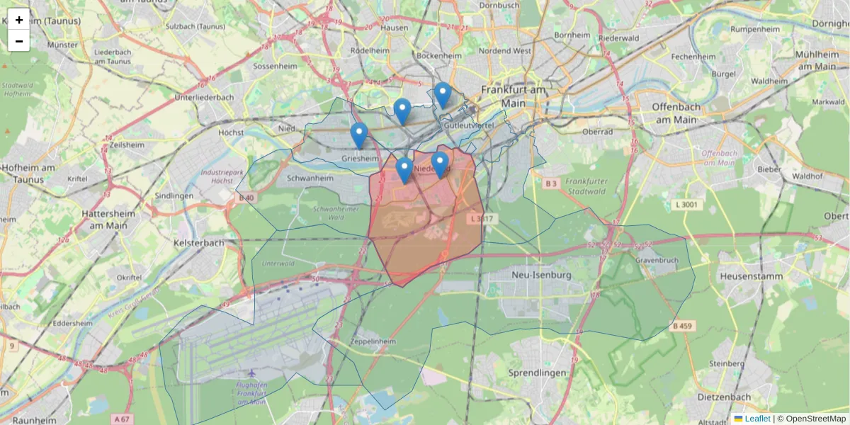 Karte des Postleitzahlen Bereichs  und der umliegenden Postleitzahlen in Deutschland