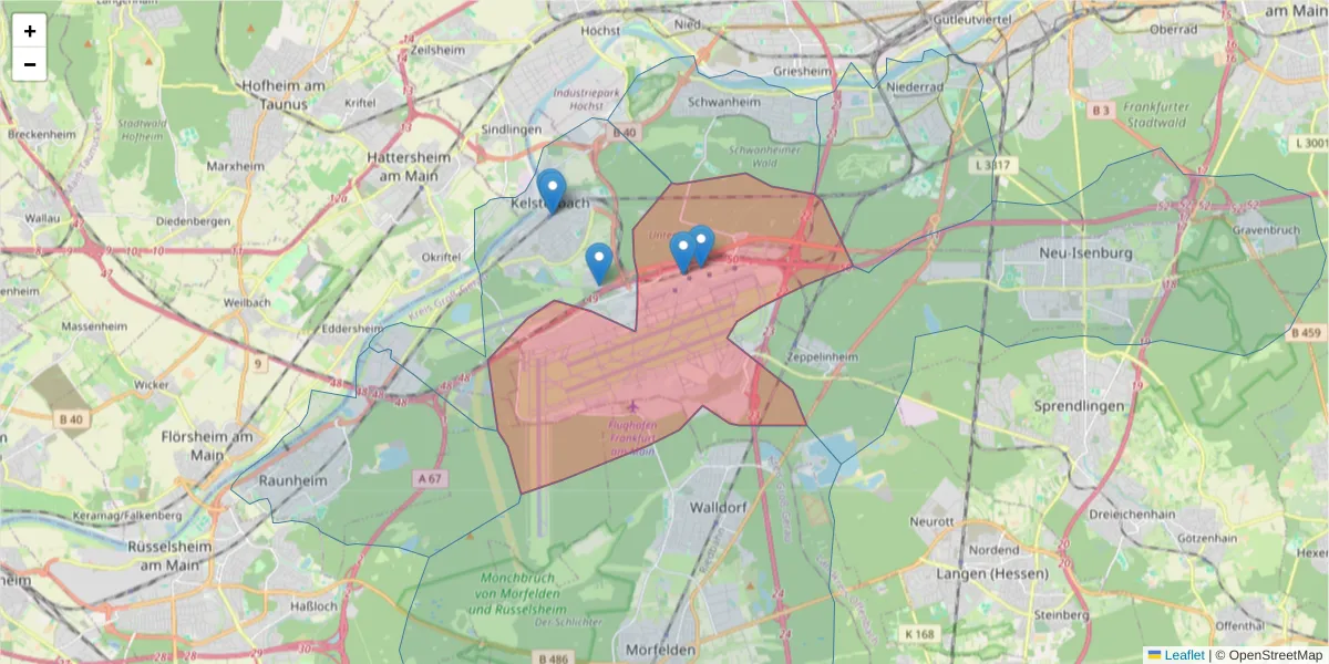 Karte des Postleitzahlen Bereichs  und der umliegenden Postleitzahlen in Deutschland