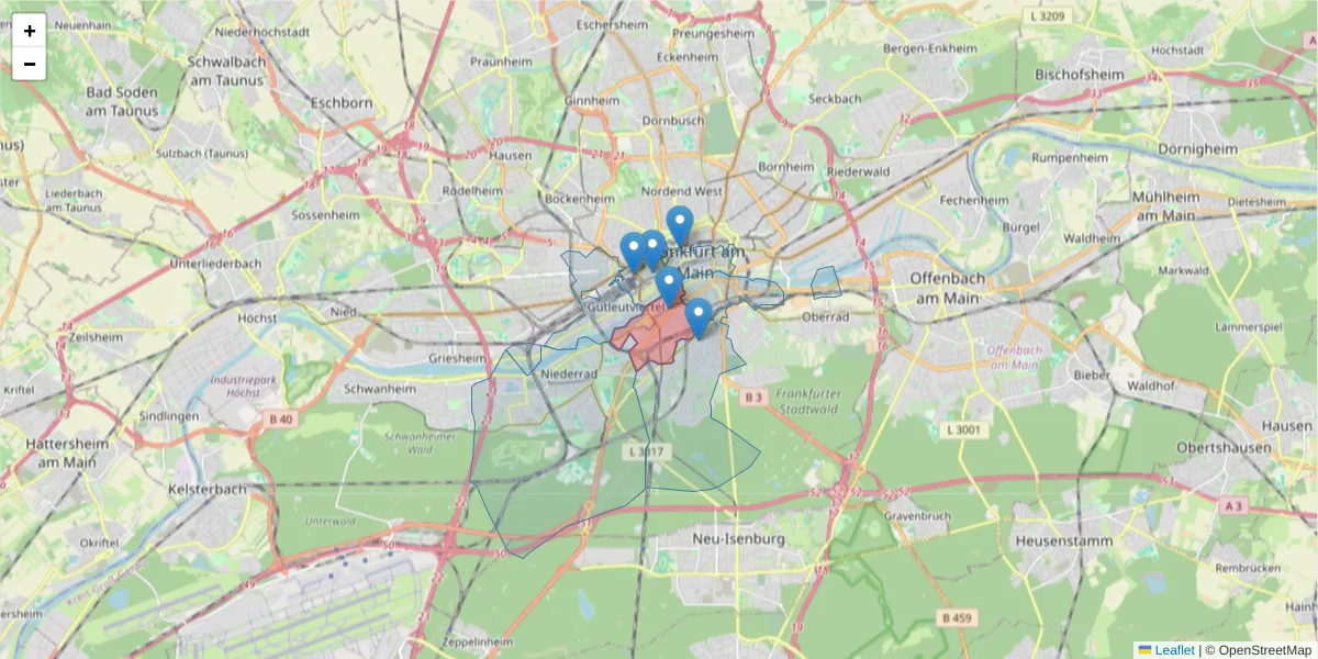 Karte des Postleitzahlen Bereichs  und der umliegenden Postleitzahlen in Deutschland