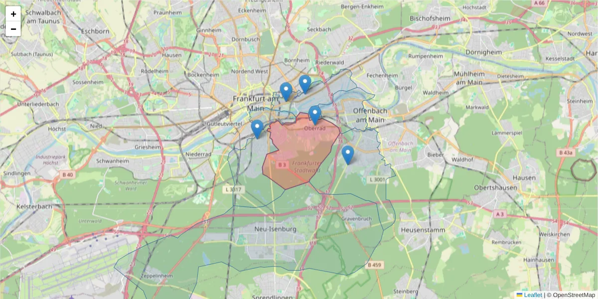 Karte des Postleitzahlen Bereichs  und der umliegenden Postleitzahlen in Deutschland
