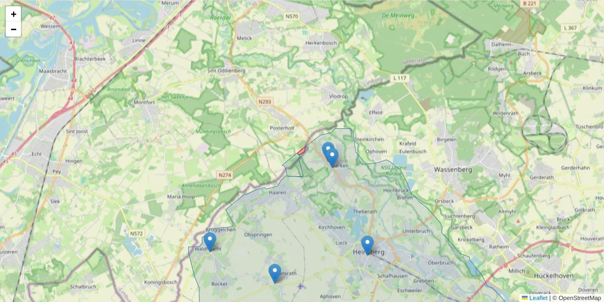 Karte des Postleitzahlen Bereichs  und der umliegenden Postleitzahlen in Deutschland