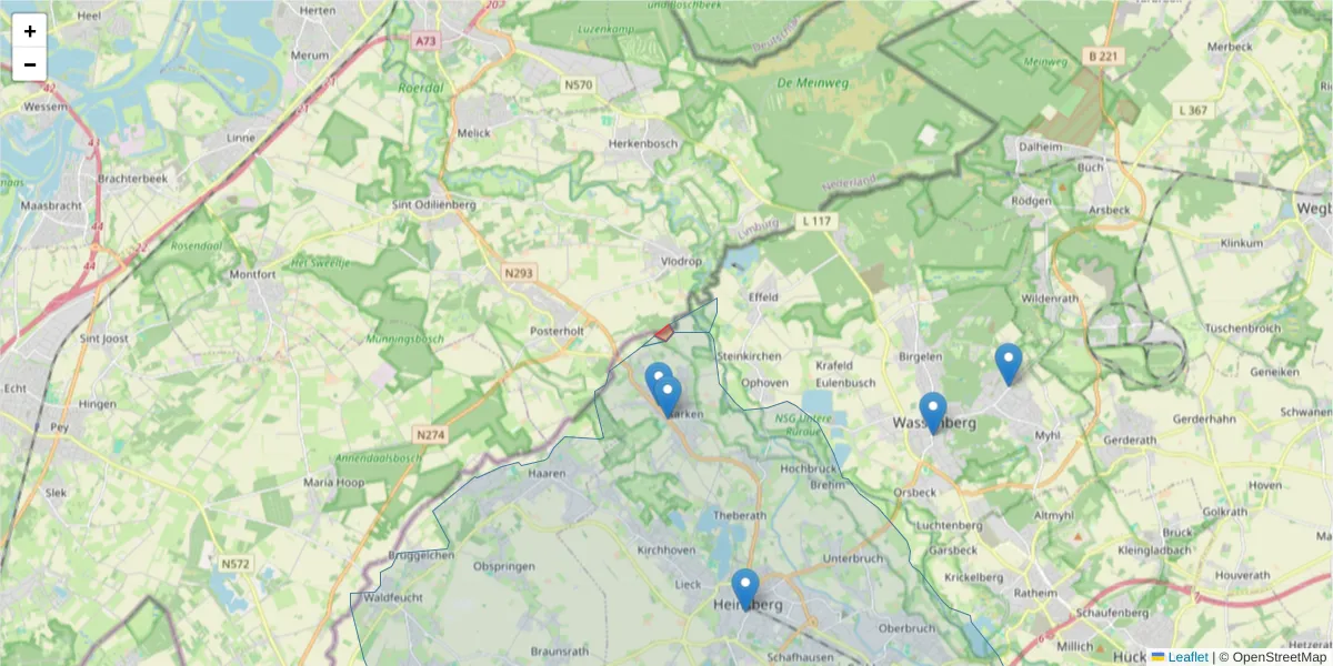 Karte des Postleitzahlen Bereichs  und der umliegenden Postleitzahlen in Deutschland