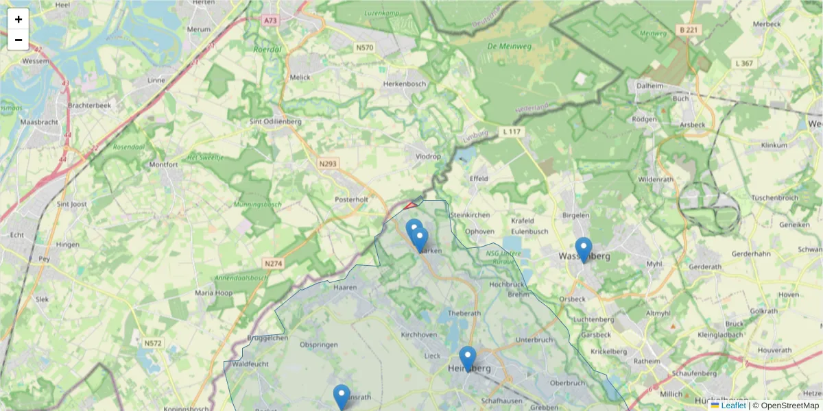 Karte des Postleitzahlen Bereichs  und der umliegenden Postleitzahlen in Deutschland