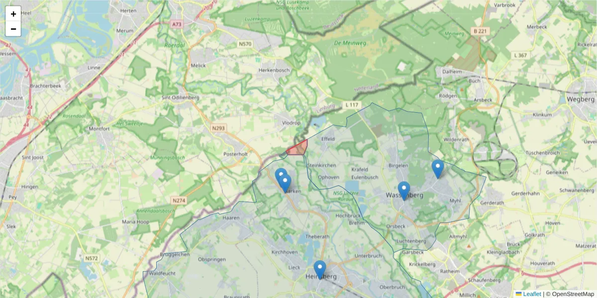 Karte des Postleitzahlen Bereichs  und der umliegenden Postleitzahlen in Deutschland