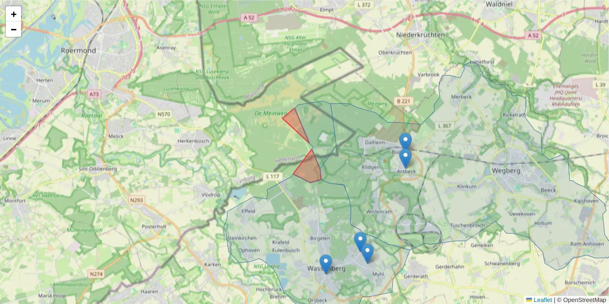 Karte des Postleitzahlen Bereichs  und der umliegenden Postleitzahlen in Deutschland