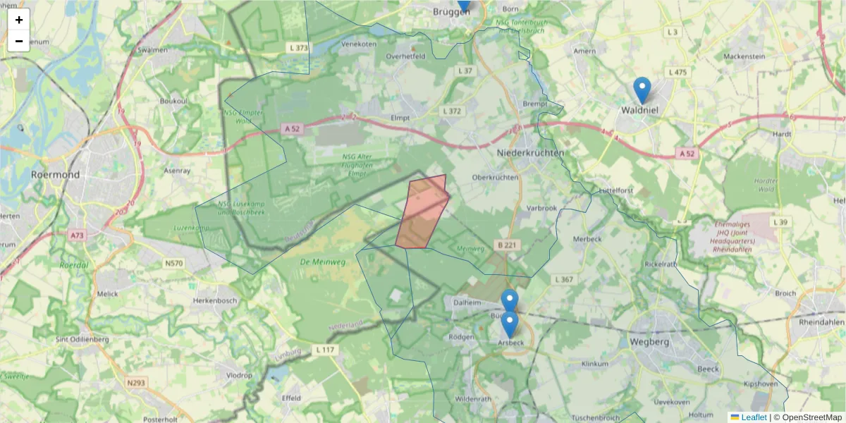 Karte des Postleitzahlen Bereichs  und der umliegenden Postleitzahlen in Deutschland