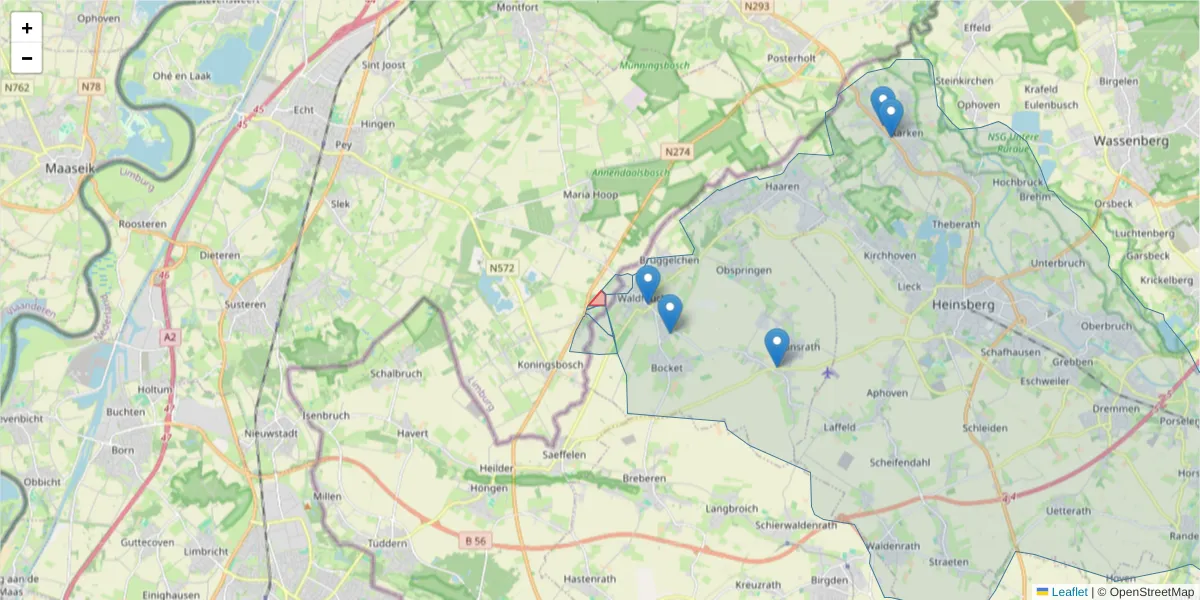 Karte des Postleitzahlen Bereichs  und der umliegenden Postleitzahlen in Deutschland