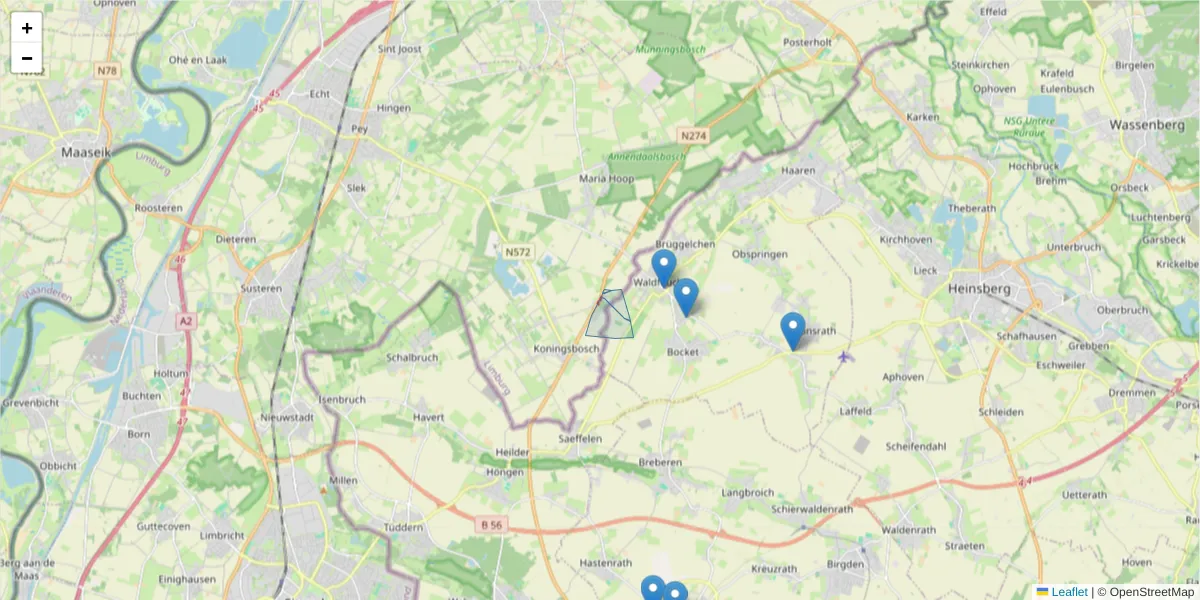 Karte des Postleitzahlen Bereichs  und der umliegenden Postleitzahlen in Deutschland