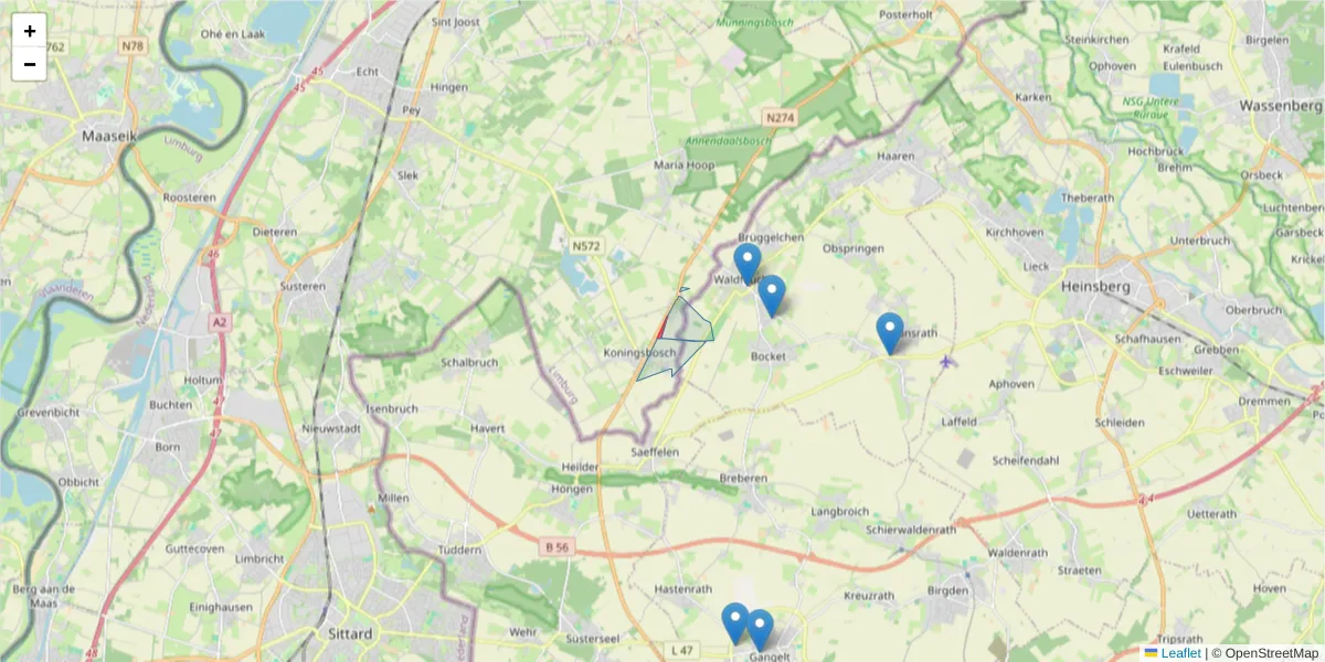 Karte des Postleitzahlen Bereichs  und der umliegenden Postleitzahlen in Deutschland