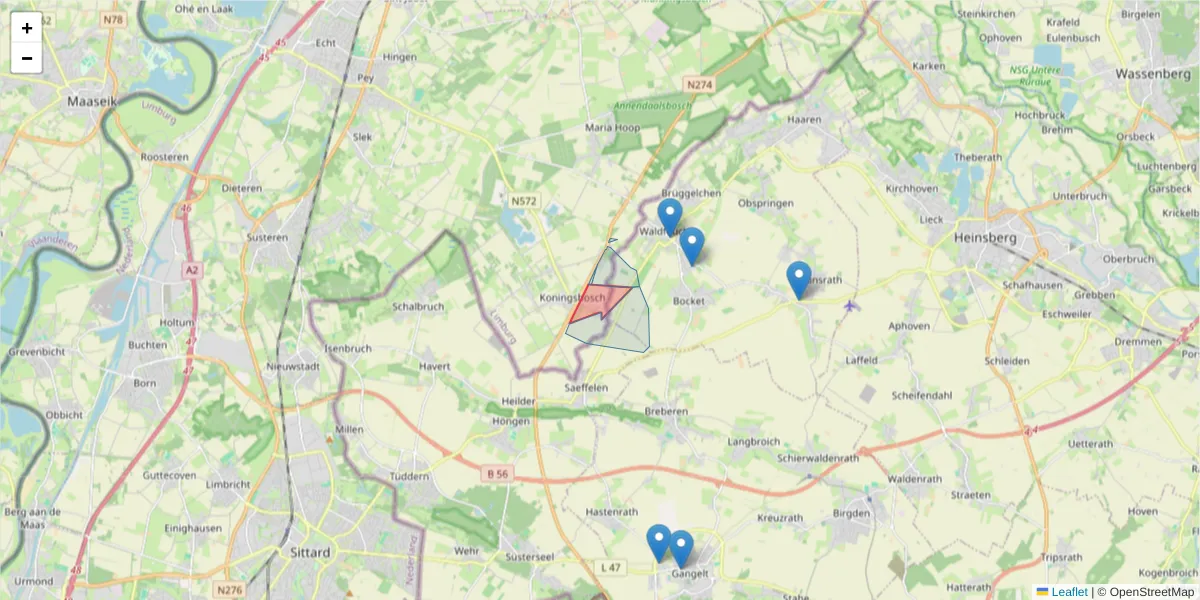 Karte des Postleitzahlen Bereichs  und der umliegenden Postleitzahlen in Deutschland