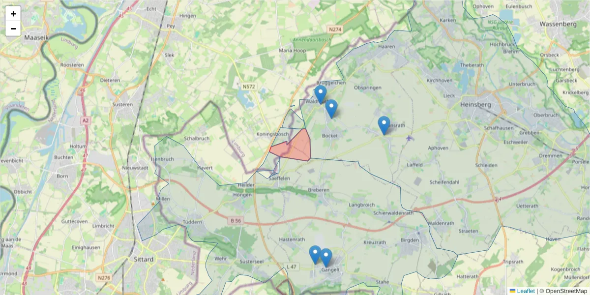 Karte des Postleitzahlen Bereichs  und der umliegenden Postleitzahlen in Deutschland