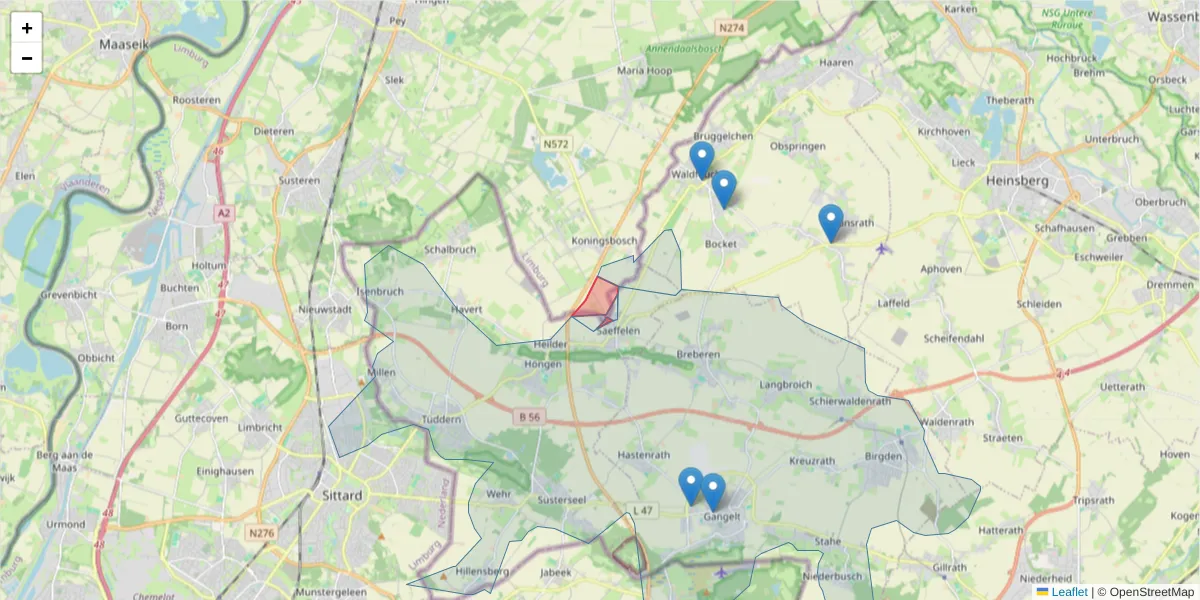 Karte des Postleitzahlen Bereichs  und der umliegenden Postleitzahlen in Deutschland