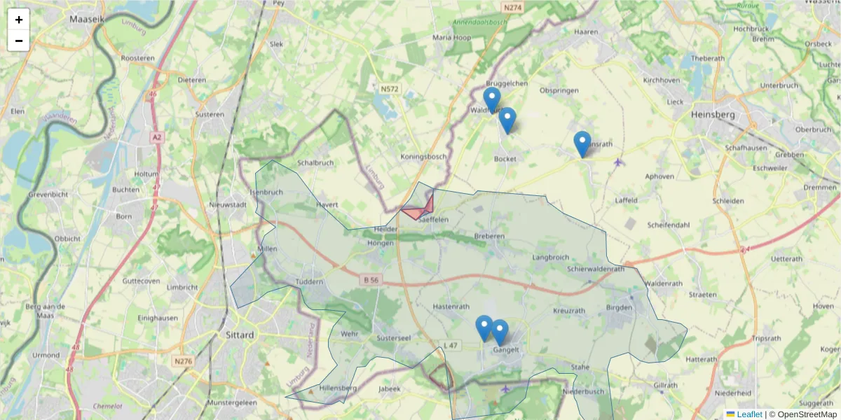 Karte des Postleitzahlen Bereichs  und der umliegenden Postleitzahlen in Deutschland