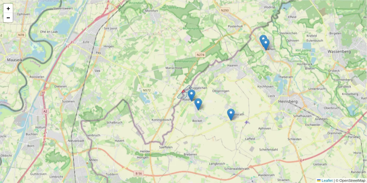 Karte des Postleitzahlen Bereichs  und der umliegenden Postleitzahlen in Deutschland