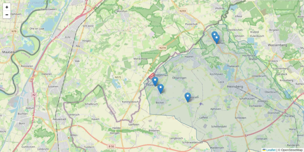 Karte des Postleitzahlen Bereichs  und der umliegenden Postleitzahlen in Deutschland
