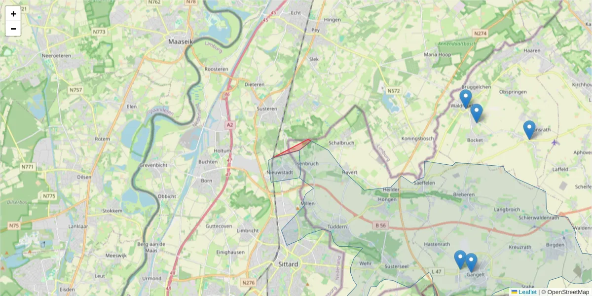 Karte des Postleitzahlen Bereichs  und der umliegenden Postleitzahlen in Deutschland