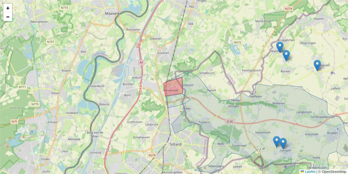 Karte des Postleitzahlen Bereichs  und der umliegenden Postleitzahlen in Deutschland
