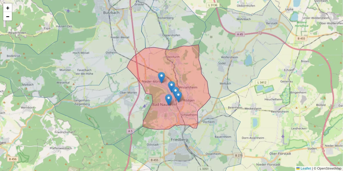 Karte des Postleitzahlen Bereichs  und der umliegenden Postleitzahlen in Deutschland