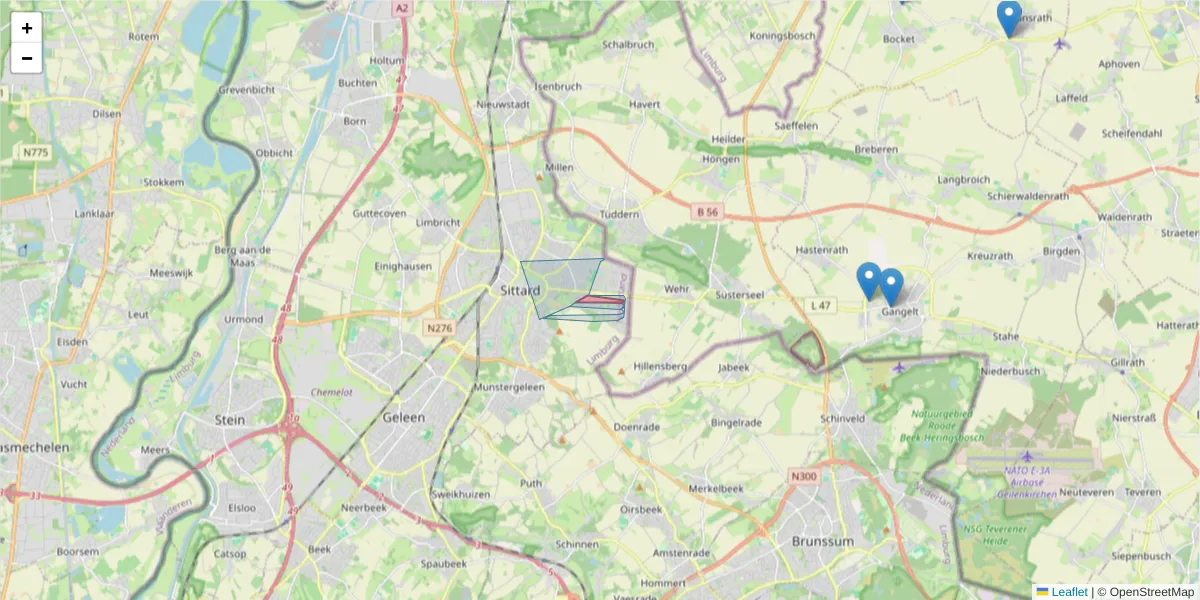 Karte des Postleitzahlen Bereichs  und der umliegenden Postleitzahlen in Deutschland