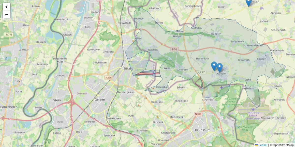 Karte des Postleitzahlen Bereichs  und der umliegenden Postleitzahlen in Deutschland