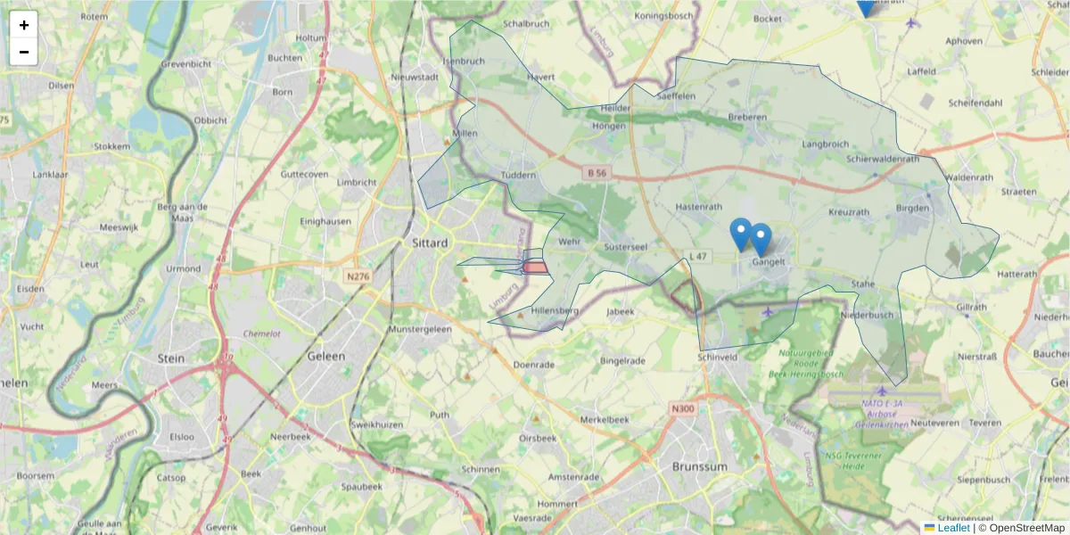 Karte des Postleitzahlen Bereichs  und der umliegenden Postleitzahlen in Deutschland