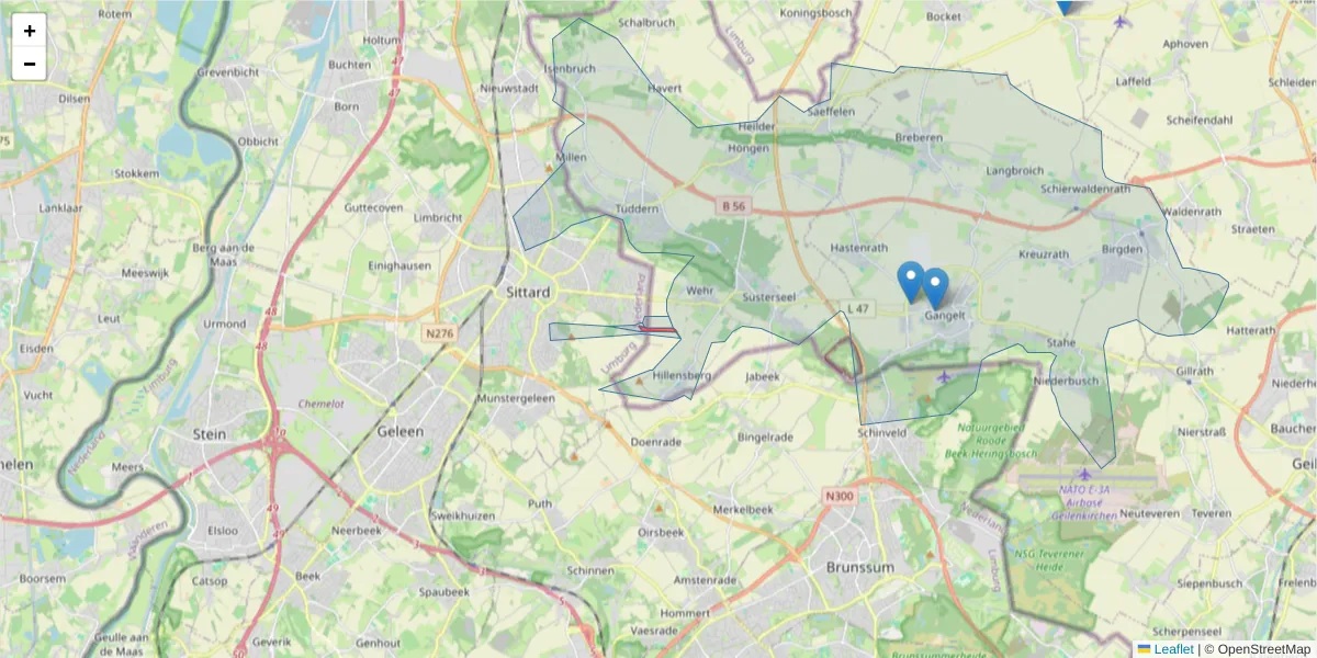 Karte des Postleitzahlen Bereichs  und der umliegenden Postleitzahlen in Deutschland