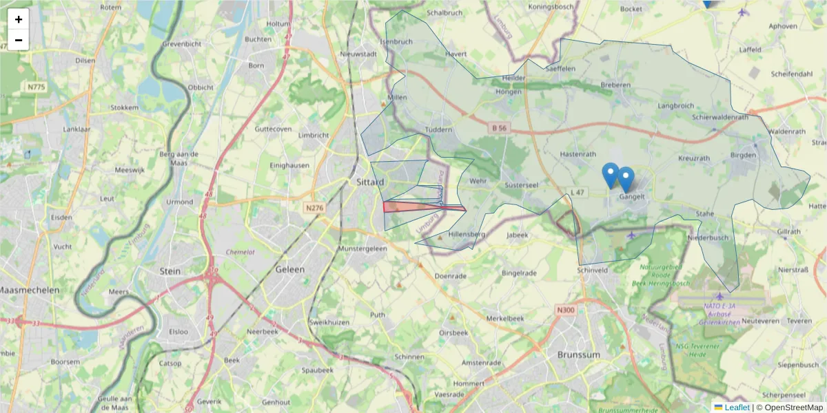 Karte des Postleitzahlen Bereichs  und der umliegenden Postleitzahlen in Deutschland
