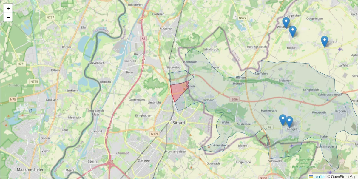 Karte des Postleitzahlen Bereichs  und der umliegenden Postleitzahlen in Deutschland