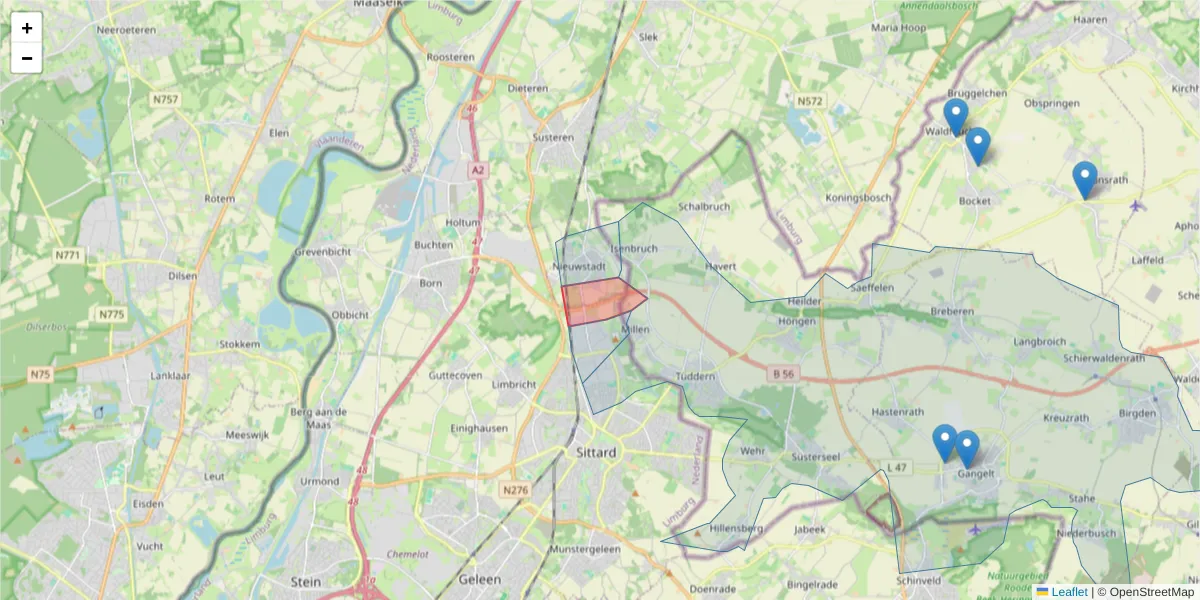 Karte des Postleitzahlen Bereichs  und der umliegenden Postleitzahlen in Deutschland