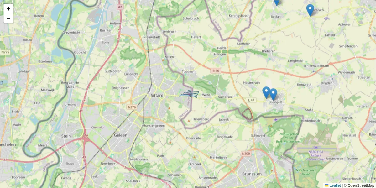 Karte des Postleitzahlen Bereichs  und der umliegenden Postleitzahlen in Deutschland