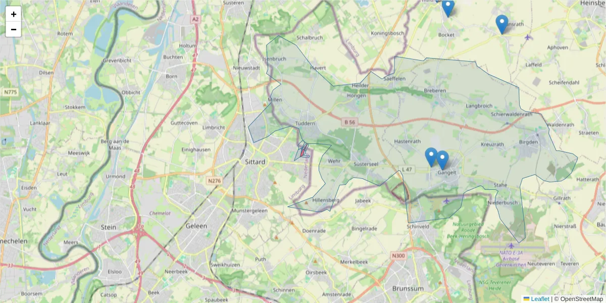 Karte des Postleitzahlen Bereichs  und der umliegenden Postleitzahlen in Deutschland