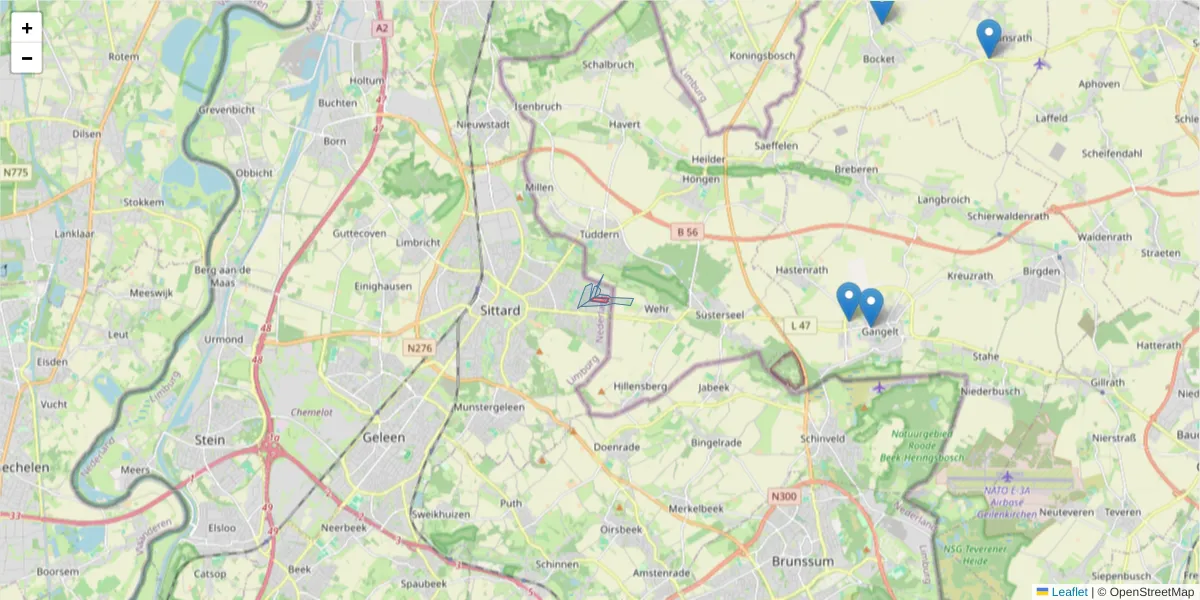 Karte des Postleitzahlen Bereichs  und der umliegenden Postleitzahlen in Deutschland
