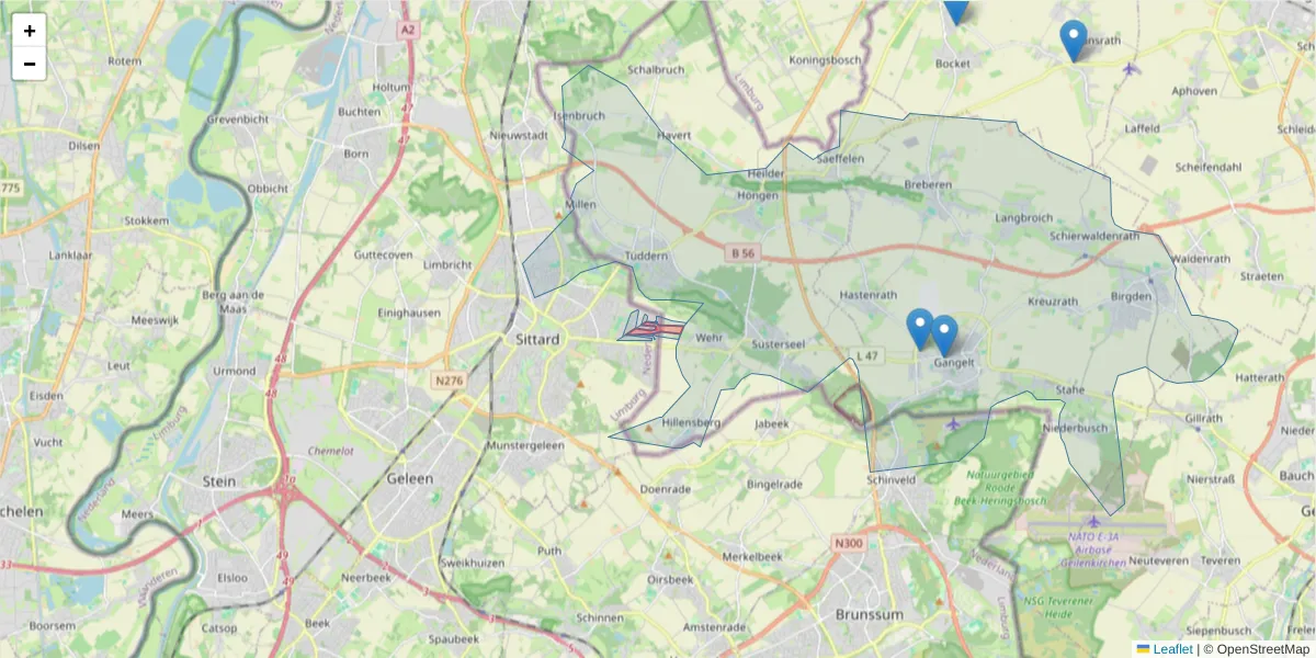 Karte des Postleitzahlen Bereichs  und der umliegenden Postleitzahlen in Deutschland