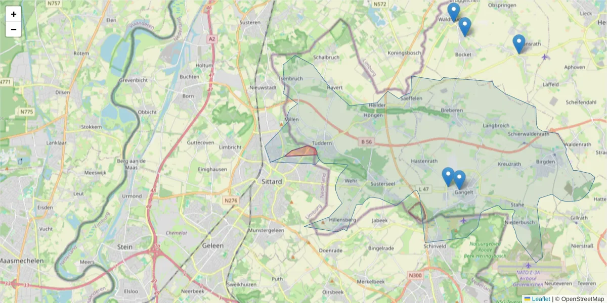 Karte des Postleitzahlen Bereichs  und der umliegenden Postleitzahlen in Deutschland