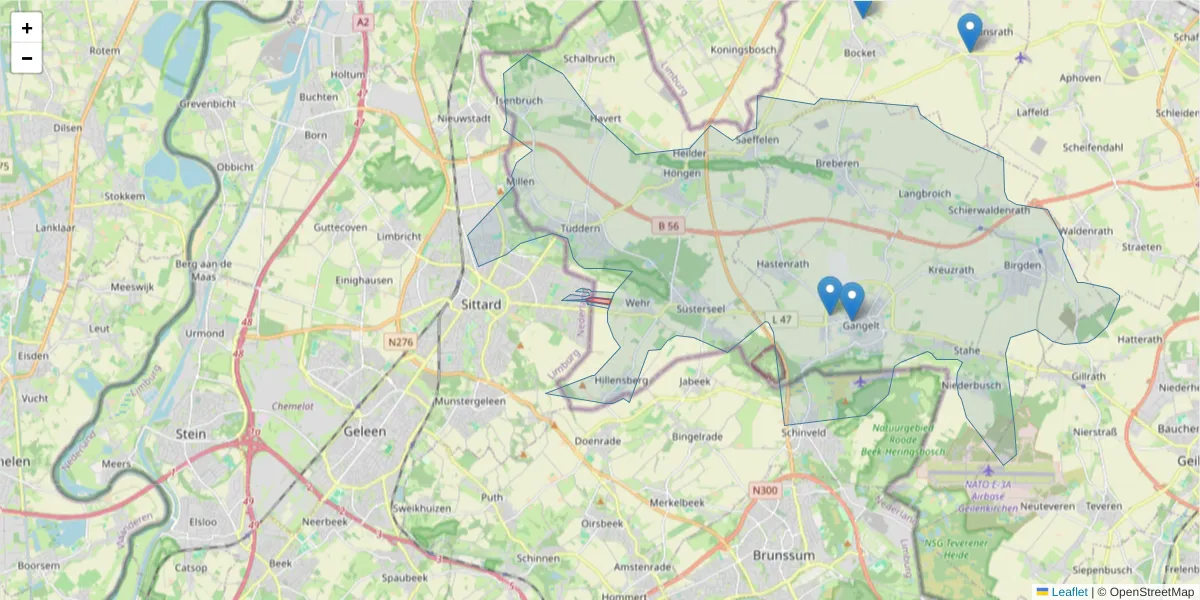 Karte des Postleitzahlen Bereichs  und der umliegenden Postleitzahlen in Deutschland
