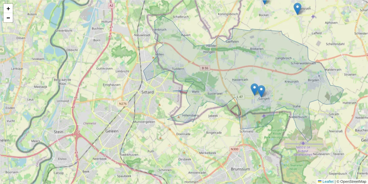 Karte des Postleitzahlen Bereichs  und der umliegenden Postleitzahlen in Deutschland