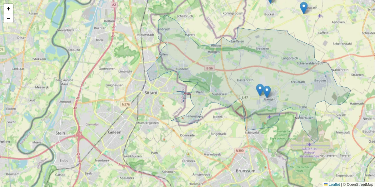 Karte des Postleitzahlen Bereichs  und der umliegenden Postleitzahlen in Deutschland