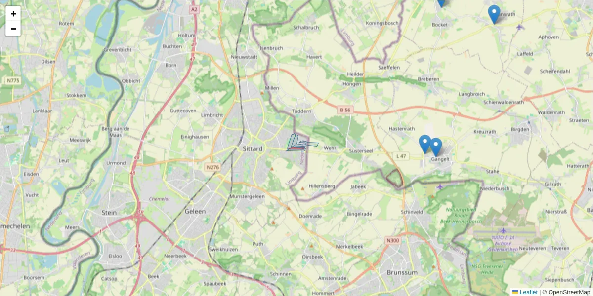 Karte des Postleitzahlen Bereichs  und der umliegenden Postleitzahlen in Deutschland