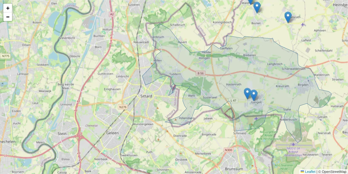 Karte des Postleitzahlen Bereichs  und der umliegenden Postleitzahlen in Deutschland