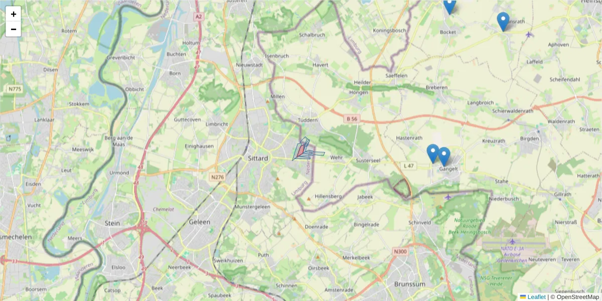 Karte des Postleitzahlen Bereichs  und der umliegenden Postleitzahlen in Deutschland